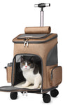 Portable Folding Trolley Pet Backpack Travel Cat Backpack With Universal Wheel Trolley Pet Bag