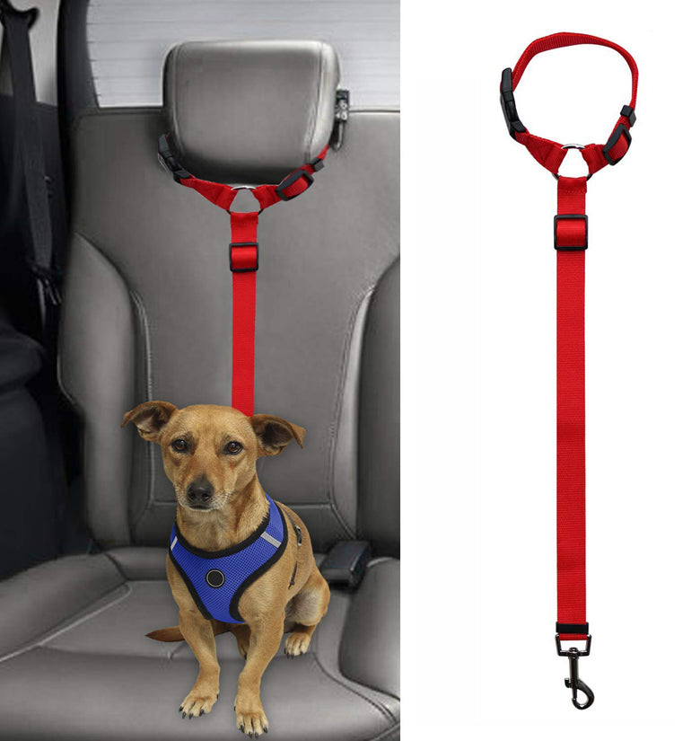 Dog Cat Safety Seat Belt Strap Car Headrest Restraint Adjustable Nylon Fabric Dog Restraints Vehicle Seatbelts Harness