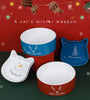 Pet Christmas Ceramic Bowl With Cat Ear Shape Cat Bowl