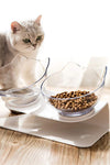 Non Slip Double Cat Bowl With Raised Stand Pet Food Cat Feeder Protect Cervical Vertebra Dog Bowl Transparent Pet Products