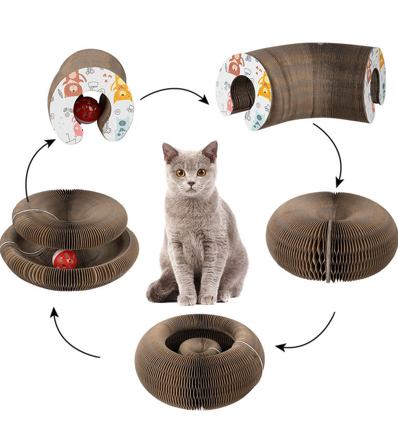 Deformable Interactive Corrugated Foldable Cat Scratcher Cardboard