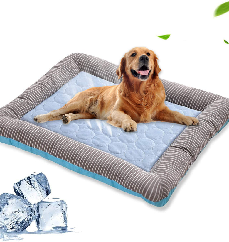 Pet Cooling Pad Bed For Dogs Cats Puppy Kitten Cool Mat Pet Blanket Ice Silk Material Soft For Summer Sleeping  Blue Breathable