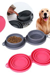 Rubber Foldable Double Bowl Pet Feeding Bowl Pets Supplies Dog Cat Bowls