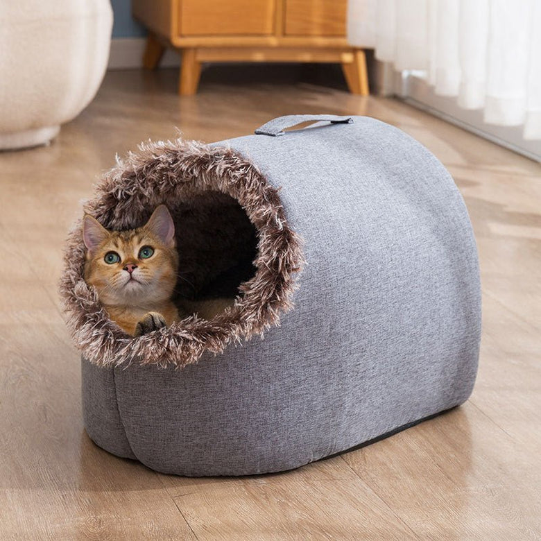 Autumn And Winter Fleece - lined Cat Nest Closed Sleeping Bag - PawfectPicks