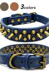 Retro Studded Spiked Rivet Large Dog Pet Leather Collar Pit Bull S-XL