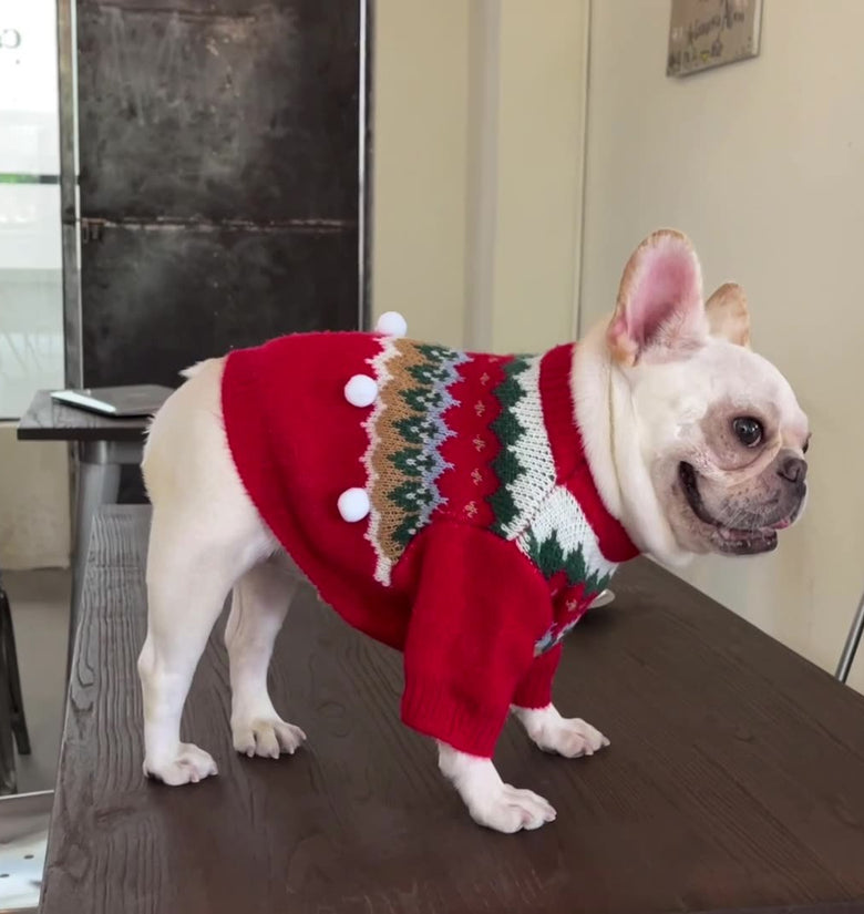 Pet Christmas Sweater Dog Cat Fight