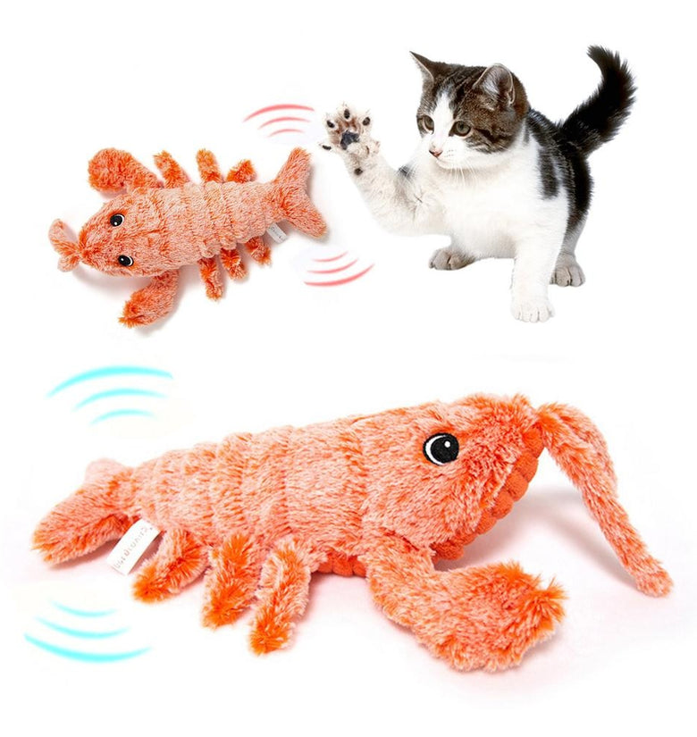 Pet Toys Electric Jumping Shrimp USB Charging Simulation Lobster Funny Cat Plush Pets Toy